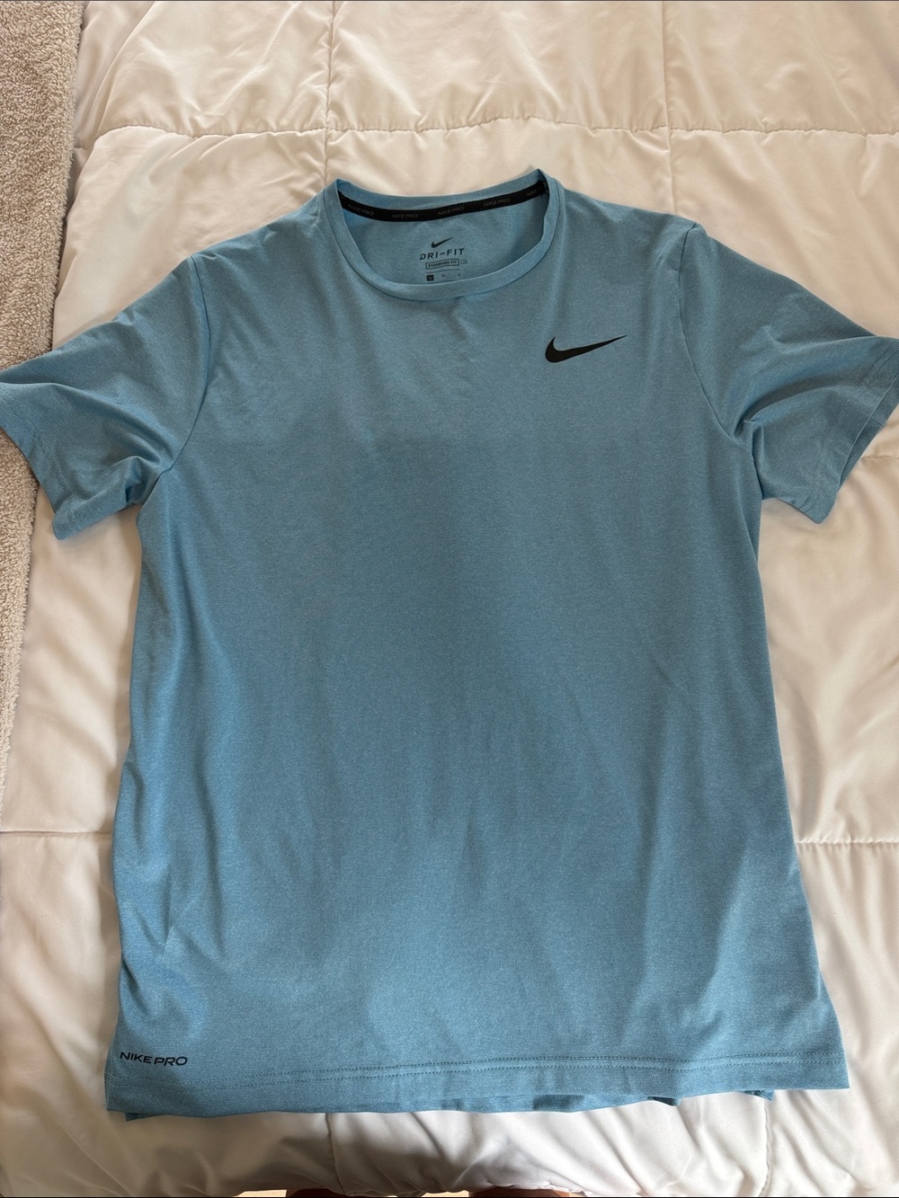 Nike Light Blue Short Sleeve Dri-FIT Tee with Black Swoosh